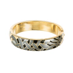 Tiffany & Co. Mother of Pearl Hematite Black Jade Yellow Gold Bangle Bracelet