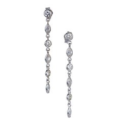 Peter Suchy 1.06 Carat Marquise Round Diamond Gold Dangle Drop Earrings