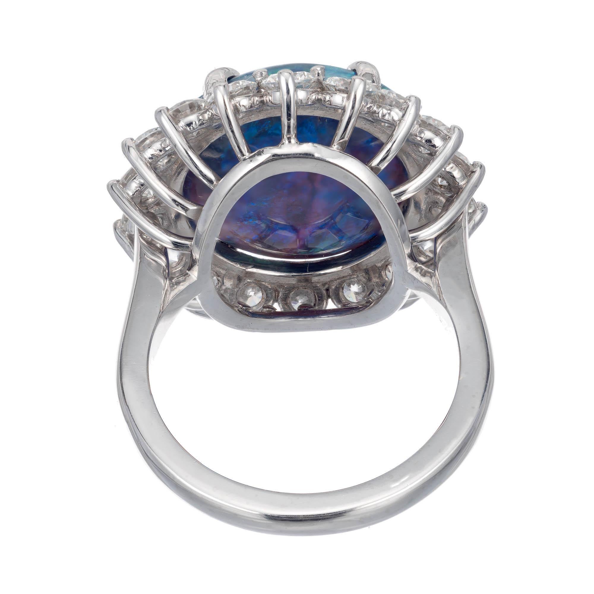 Peter Suchy GIA Certified 7.55 Carat Black Opal Diamond Platinum Cocktail Ring In New Condition For Sale In Stamford, CT