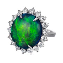 Peter Suchy GIA Certified 7.55 Carat Black Opal Diamond Platinum Cocktail Ring