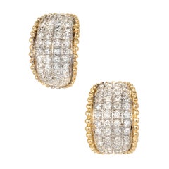 2.25 Carat Round Diamond Curved 14k Yellow Gold Domed Earrings, 1950's