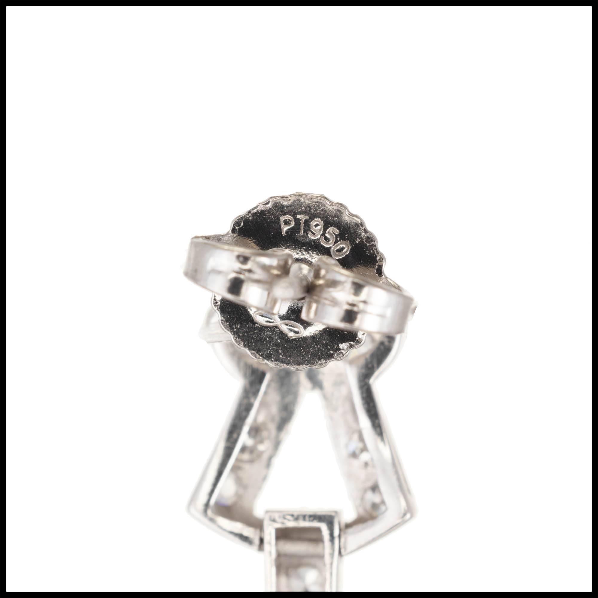 GIA Certified 42.00 Carat Emerald Diamond Platinum Dangle Earrings 2
