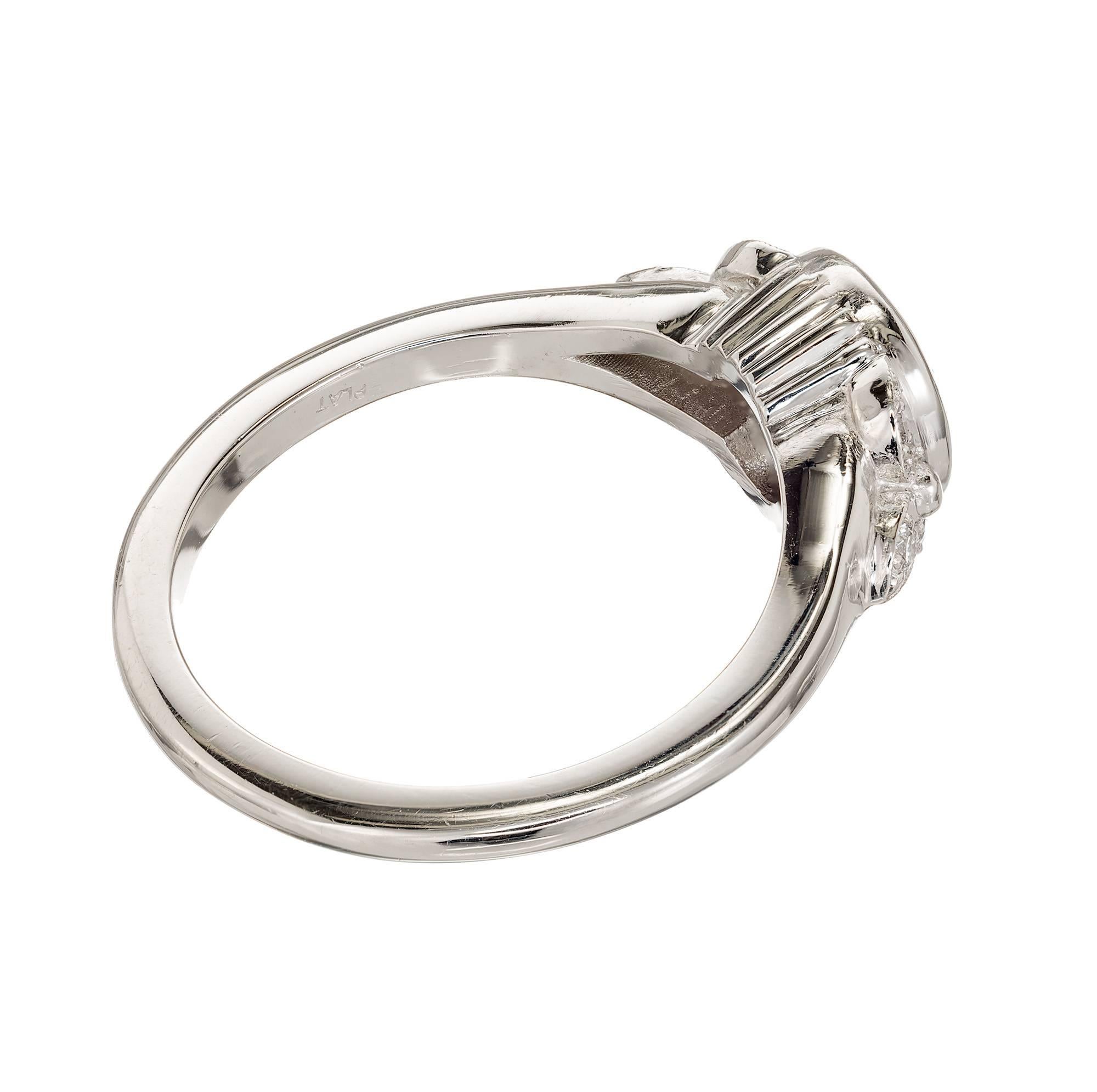 Old European Cut Egl Certified 1.00 Carat Old European Art Deco Diamond Platinum Engagement Ring For Sale