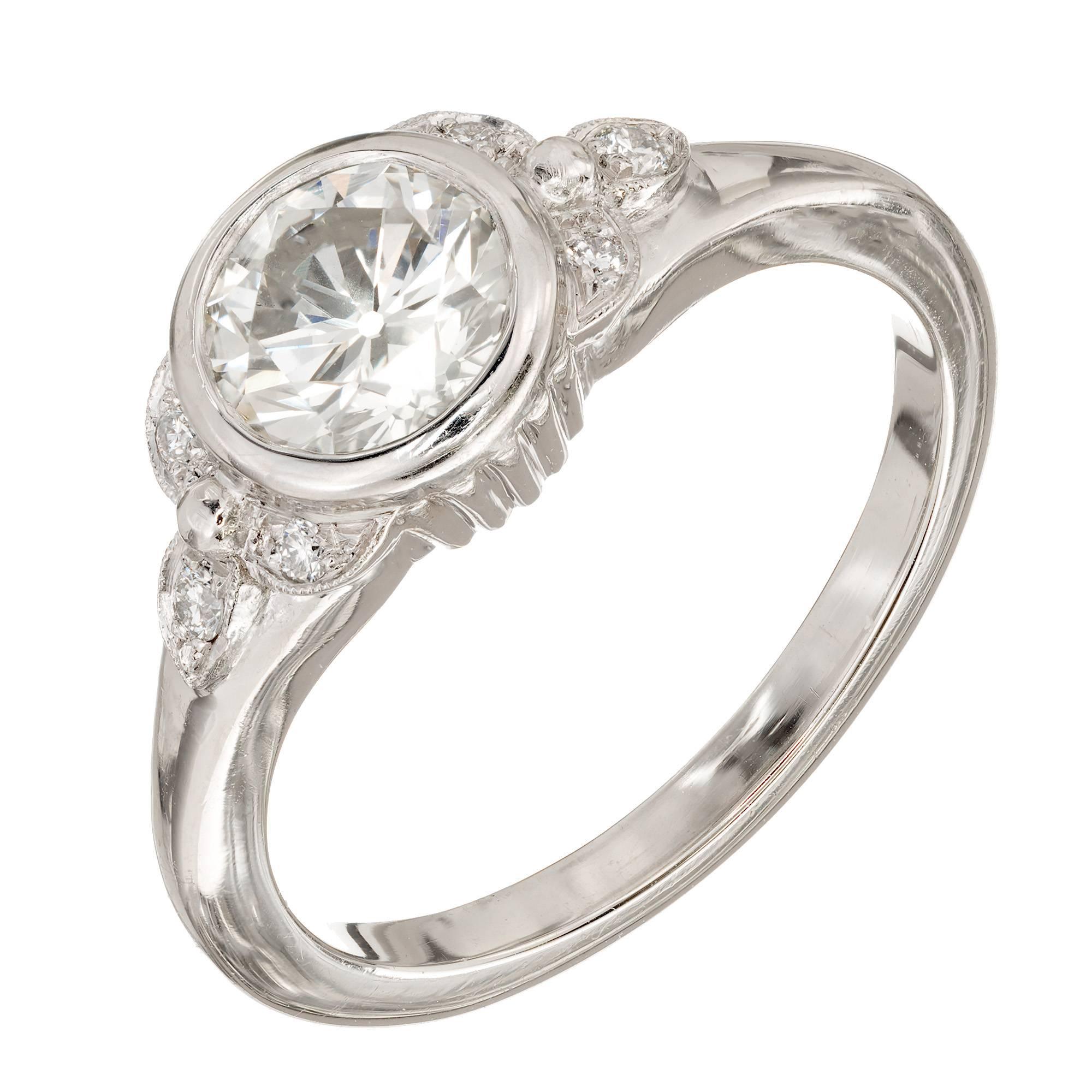 Egl Certified 1.00 Carat Old European Art Deco Diamond Platinum Engagement Ring