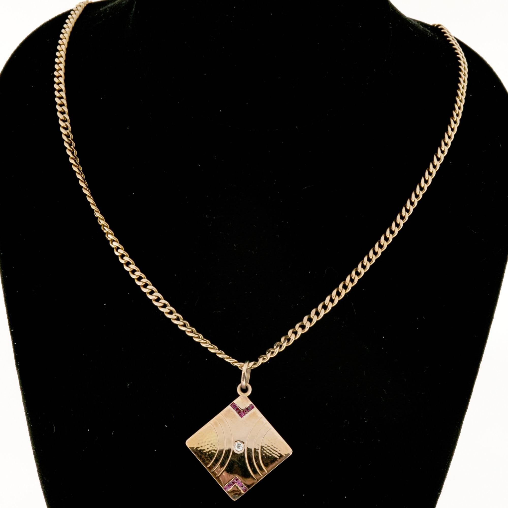  Ruby Diamond Gold Pendant Necklace 2