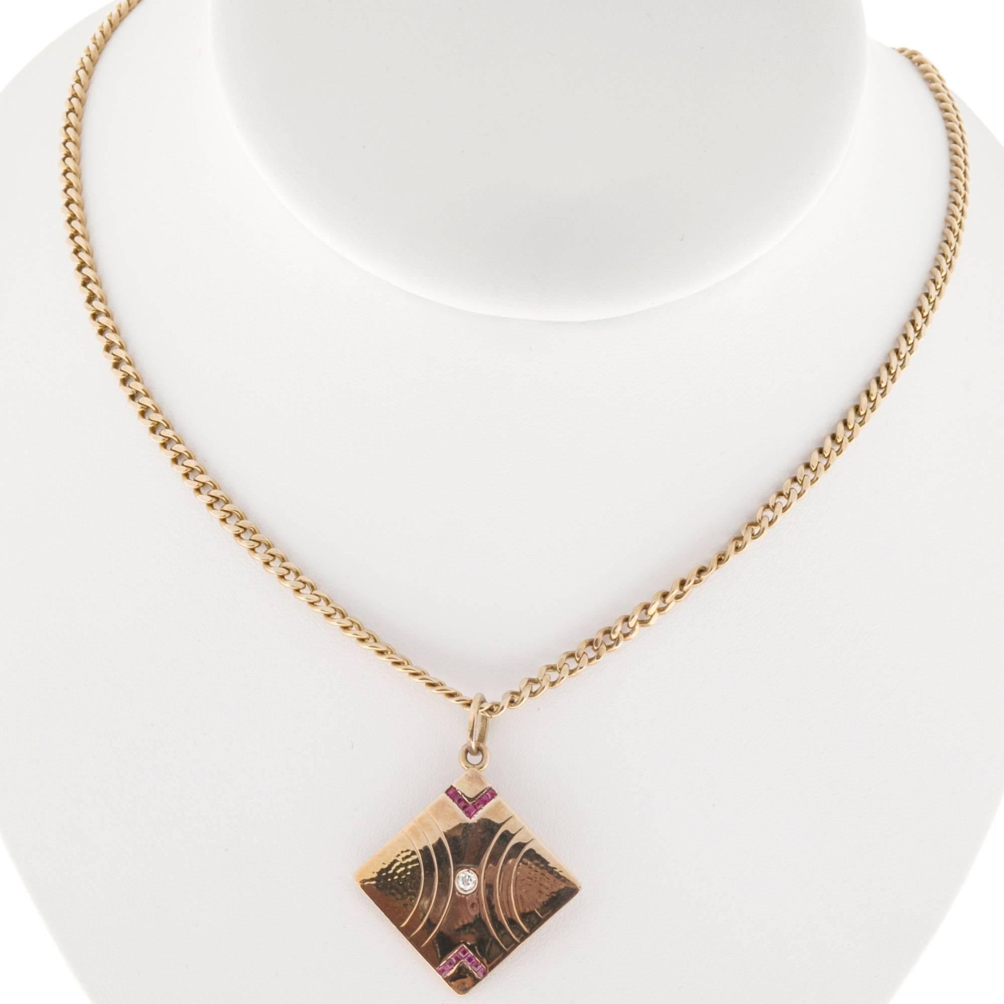  Ruby Diamond Gold Pendant Necklace 4