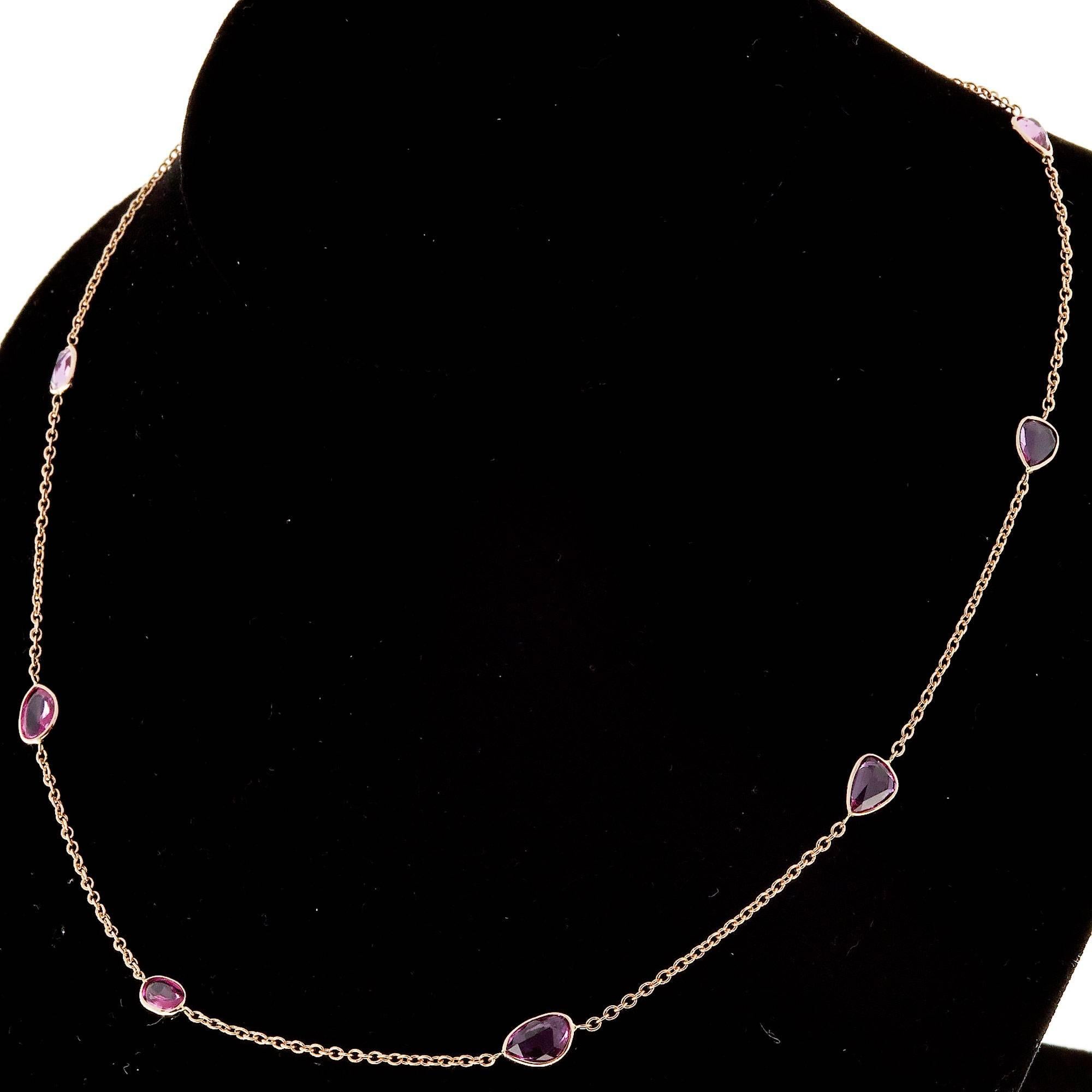 Peter Suchy Pink Sapphire By The Yard Gold Necklace 1