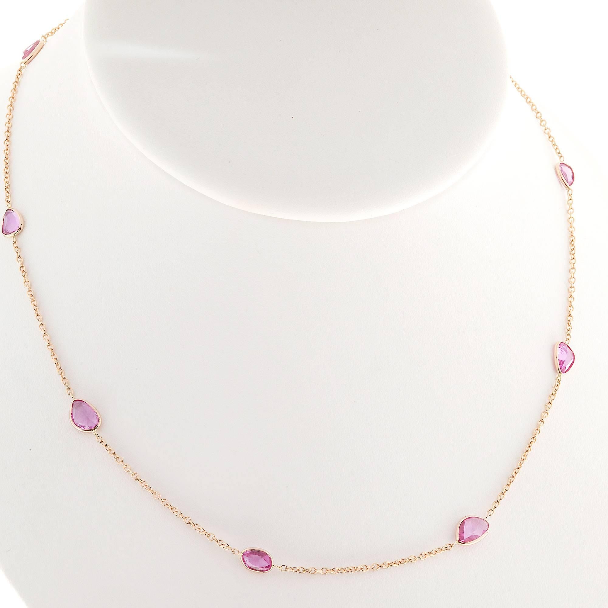 Women's Peter Suchy Pink Sapphire By The Yard Gold Necklace