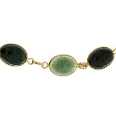 Van Dell Multi-Color Scarab 18 Inch Yellow Gold Necklace