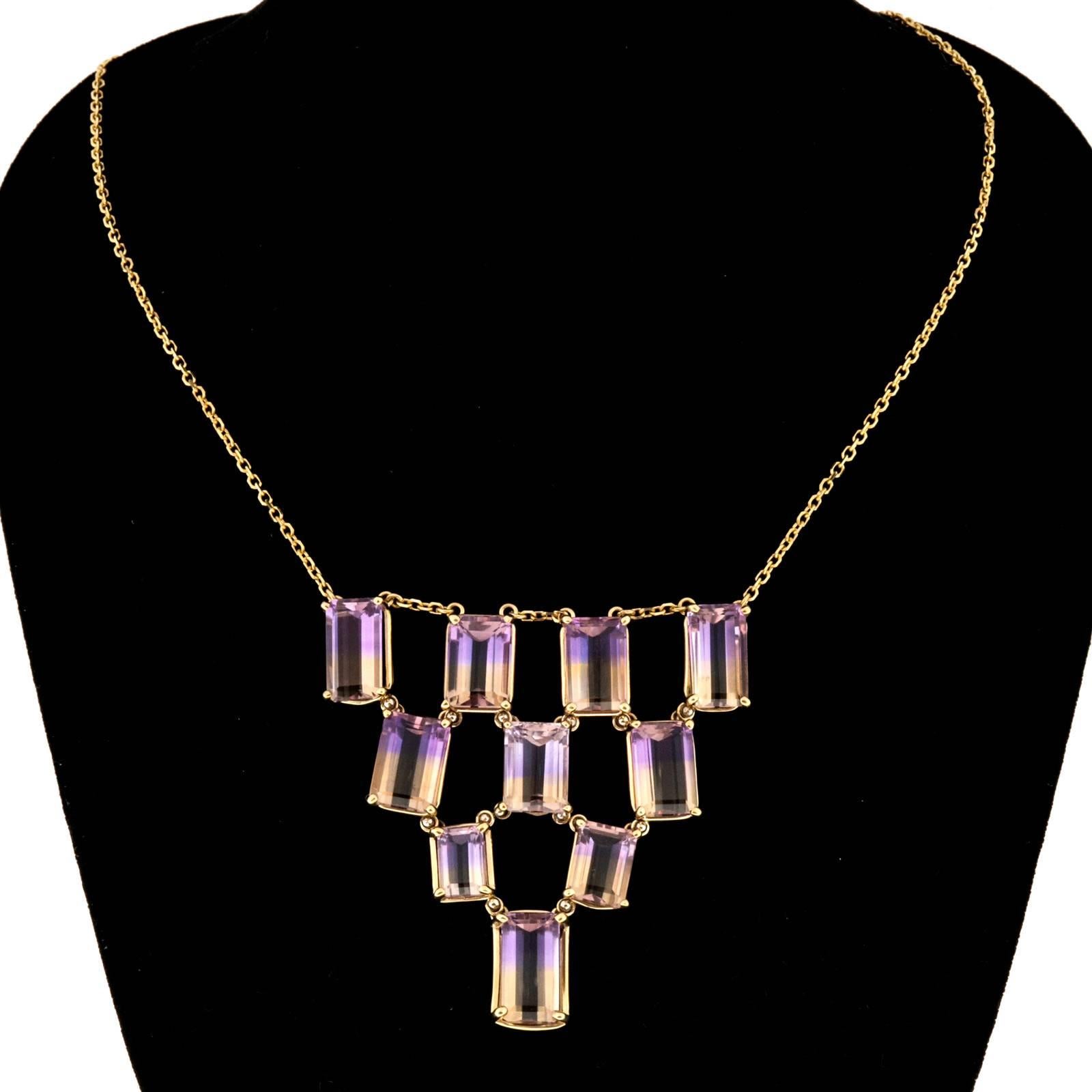 Peter Suchy Ametrine Yellow Gold Pendant Necklace Chain 2