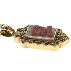 Carnelian Gold Hardstone Pendant Locket Necklace