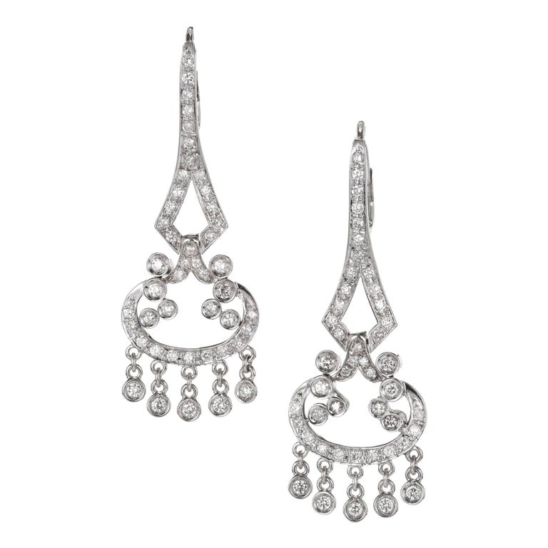 1.73 Carat Diamond Gold Flexible Dangle Chandelier Earrings at 1stDibs