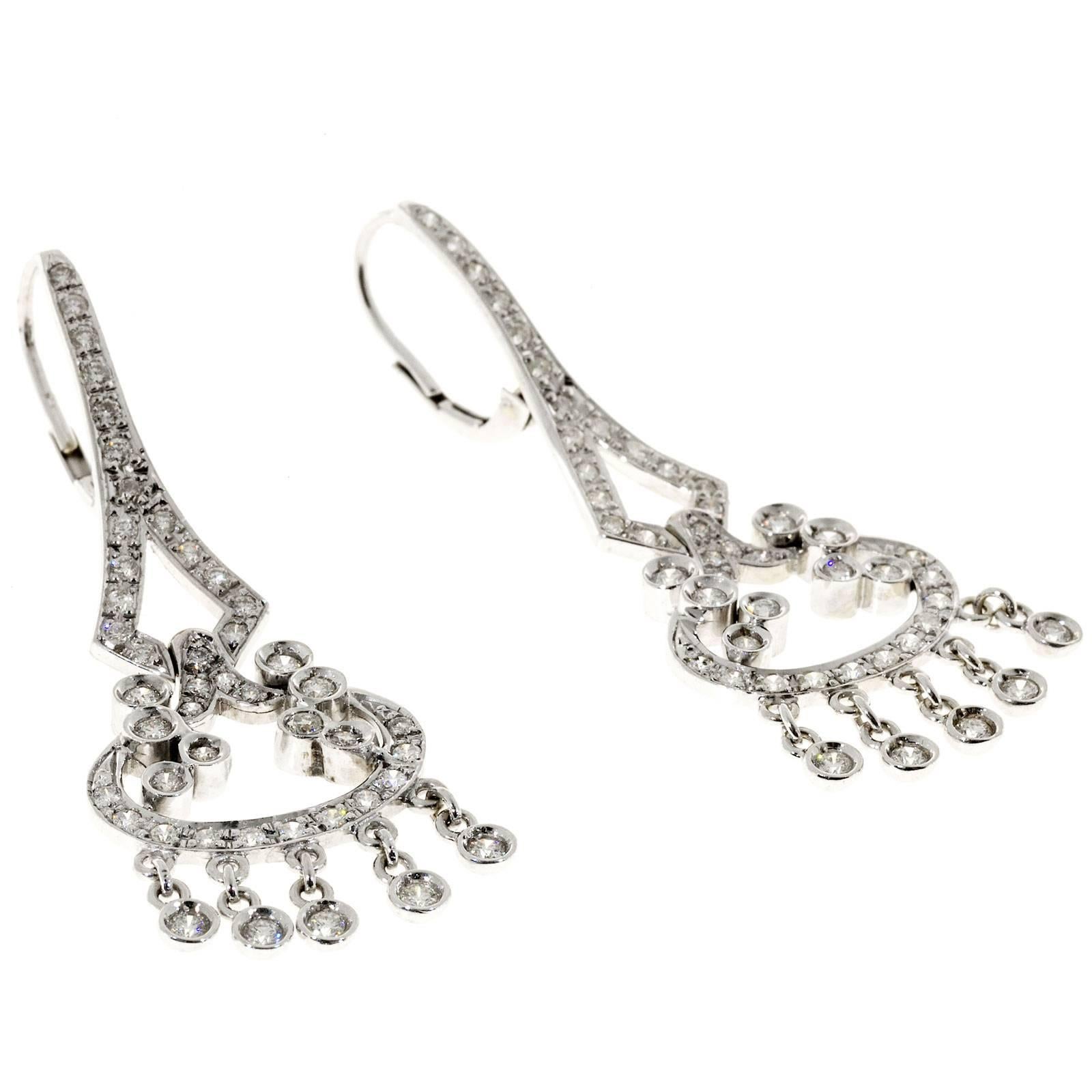 Diamond Gold Dangle Chandelier Earrings 1