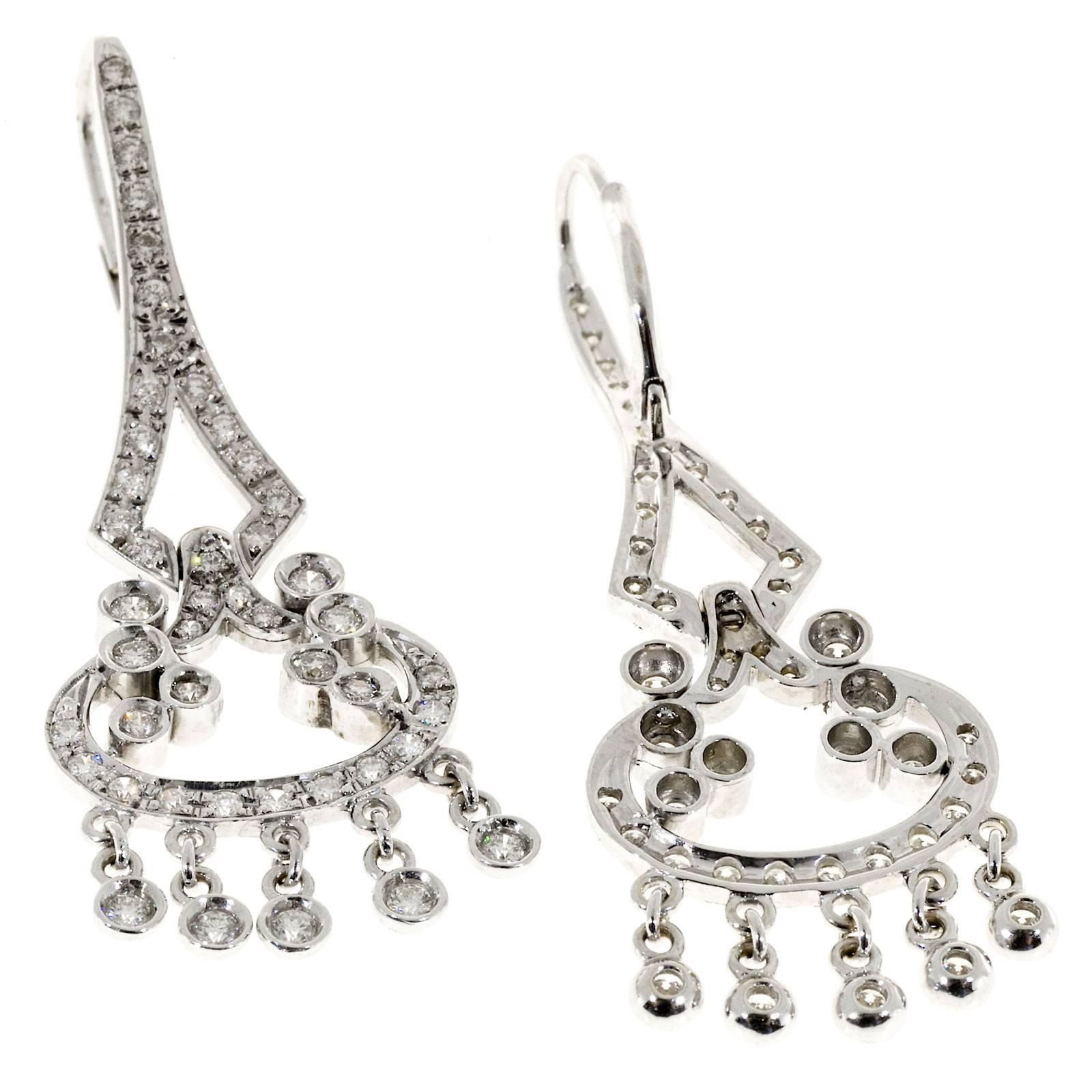 Women's Diamond Gold Dangle Chandelier Earrings