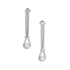 .73 Carat Diamond Gold Double Snake Chain Dangle Earrings