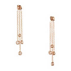 Peter Suchy 2.29 Carat Rose Gold Pink Brown Diamond Dangle Drop Earrings
