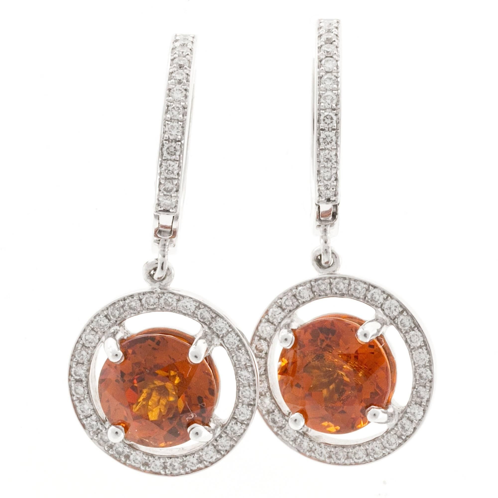 Peter Suchy Spessartite Orange Garnet Diamond Gold Dangle Earrings at ...