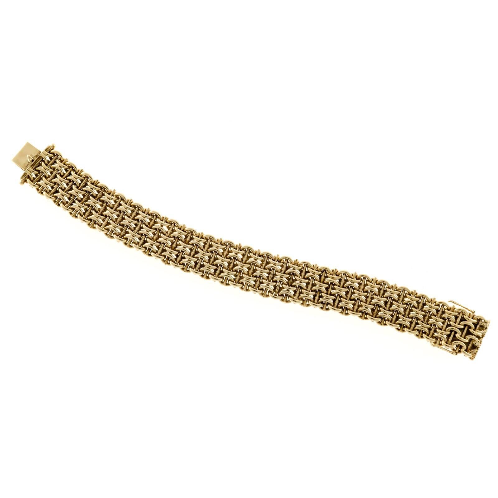 wide gold mesh bracelet