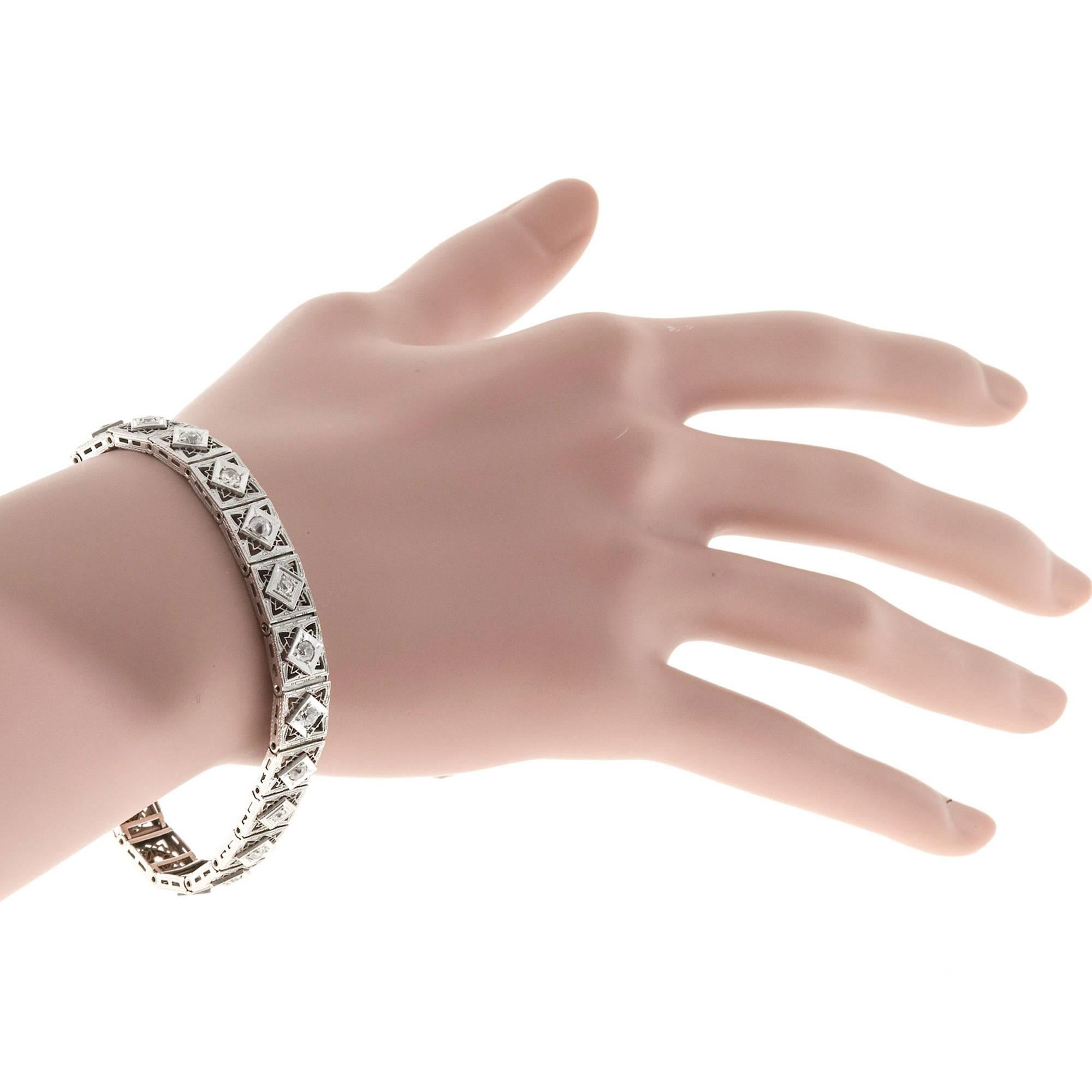 Armband aus Platin, Gold und Gold mit Diamant im europäischen Diamantschliff Damen im Angebot