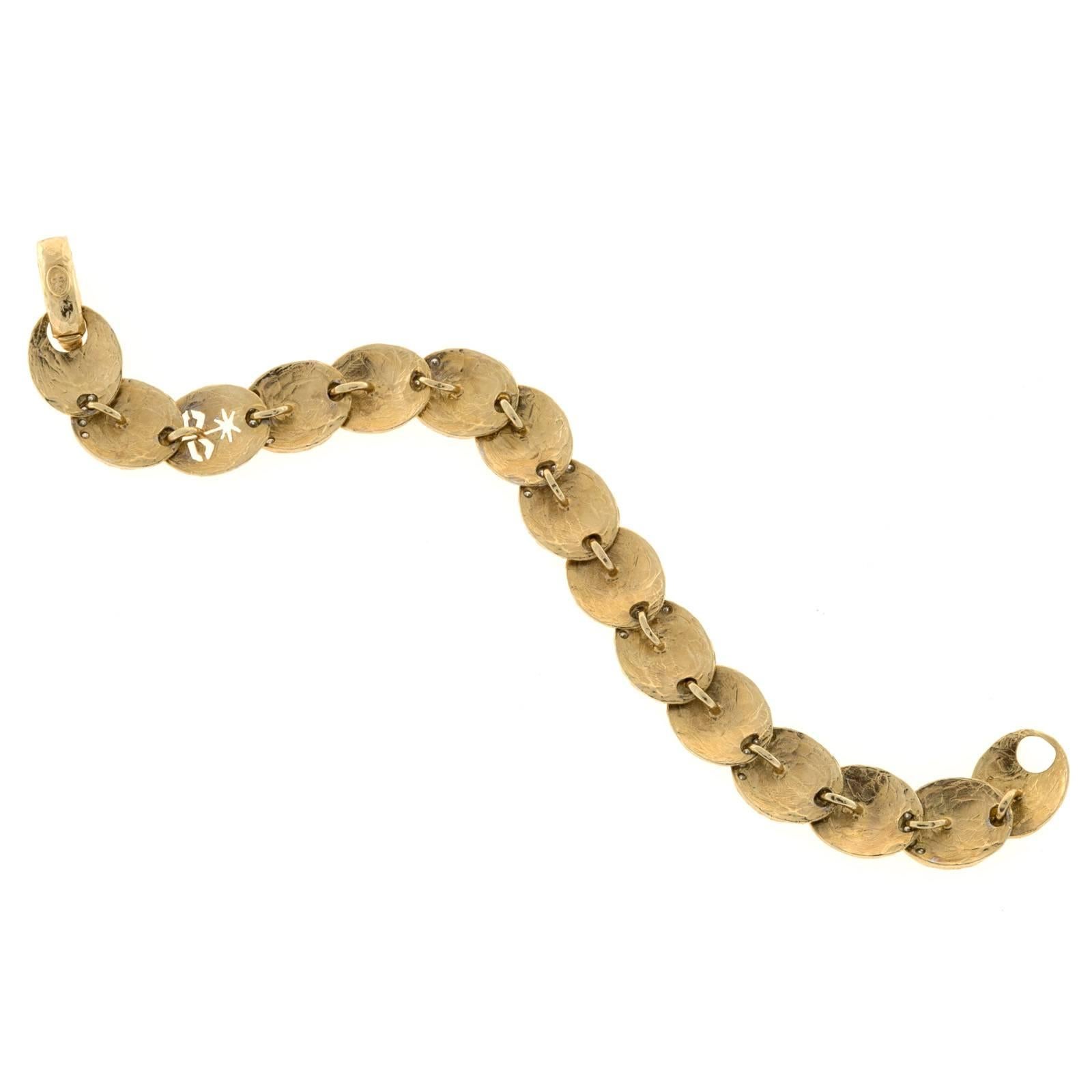 Women's Torrini Diamond Gold Texture Link Bracelet