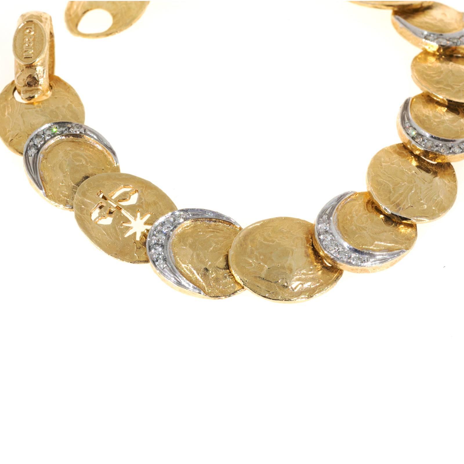 Torrini Diamond Gold Texture Link Bracelet 2