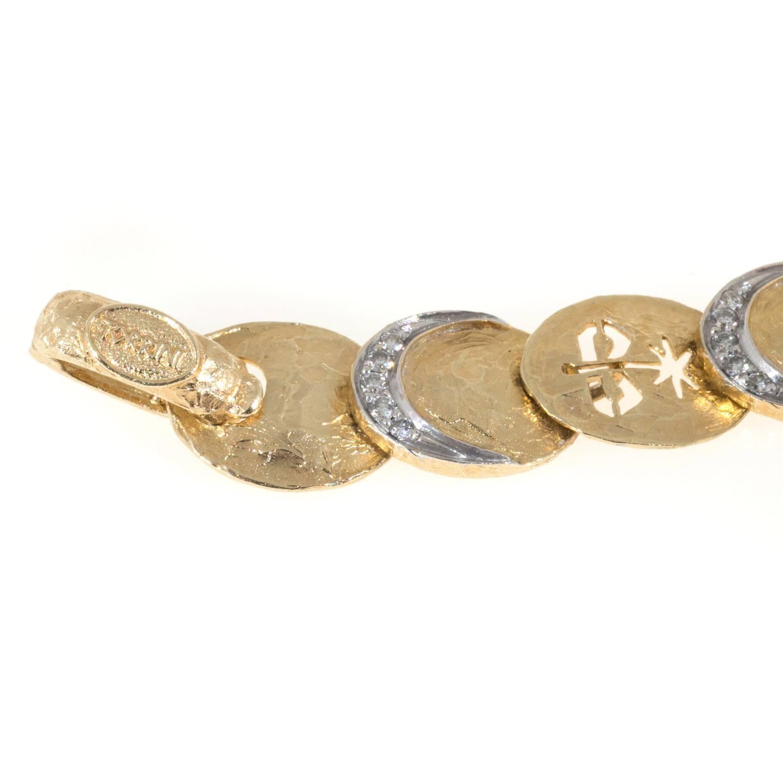 Torrini Diamond Gold Texture Link Bracelet 3
