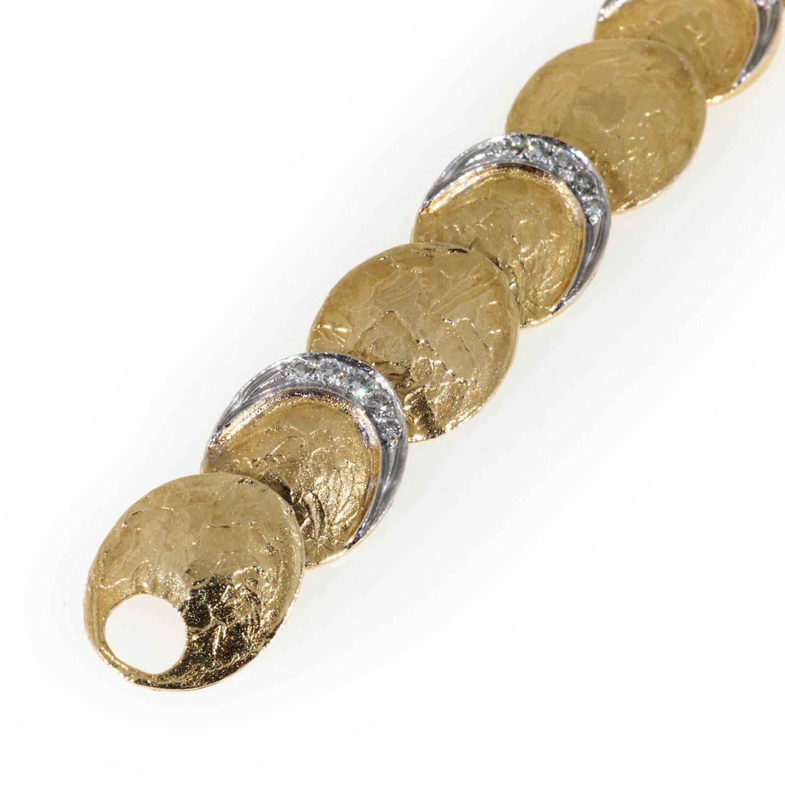 Torrini Diamond Gold Texture Link Bracelet 4