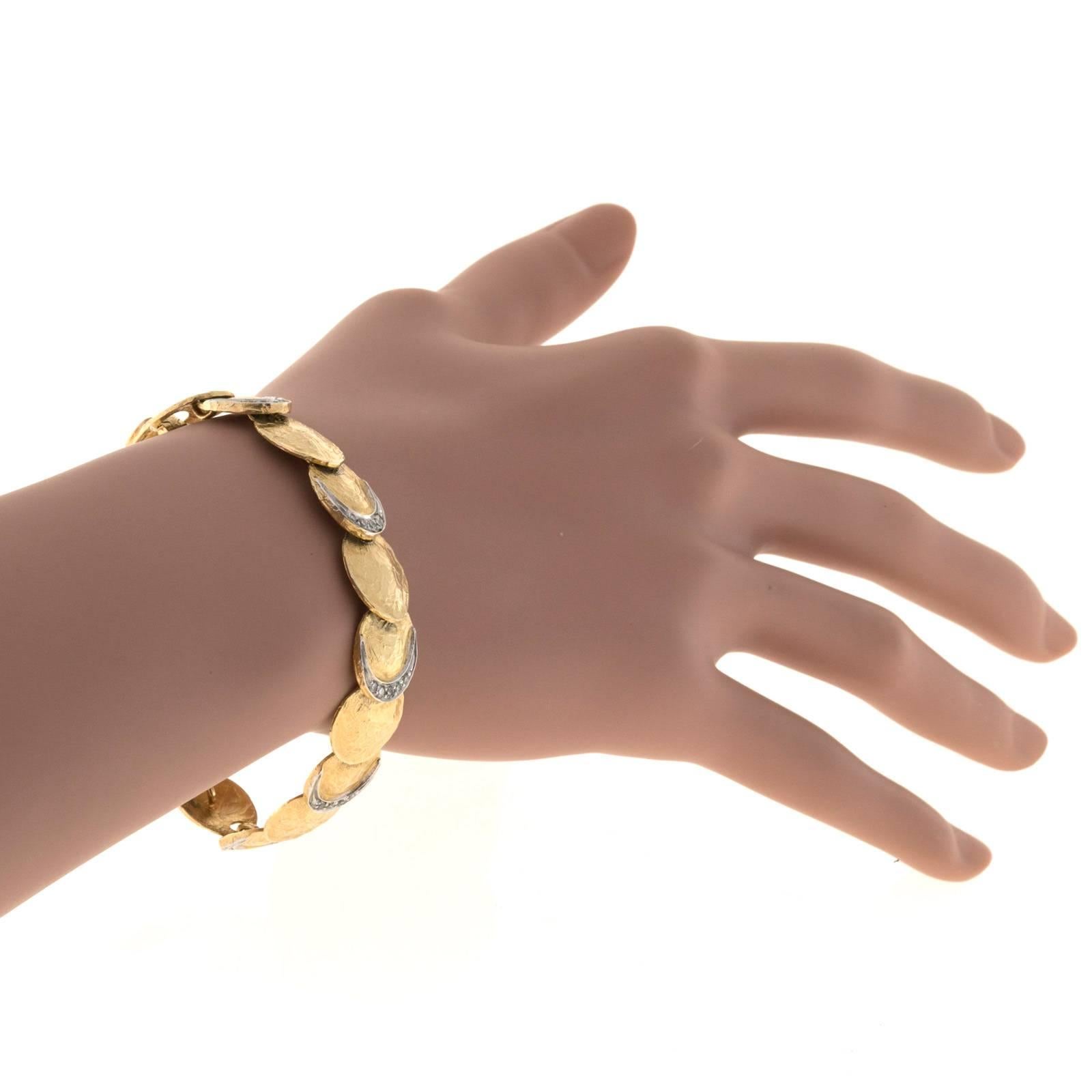 Torrini Diamond Gold Texture Link Bracelet 5