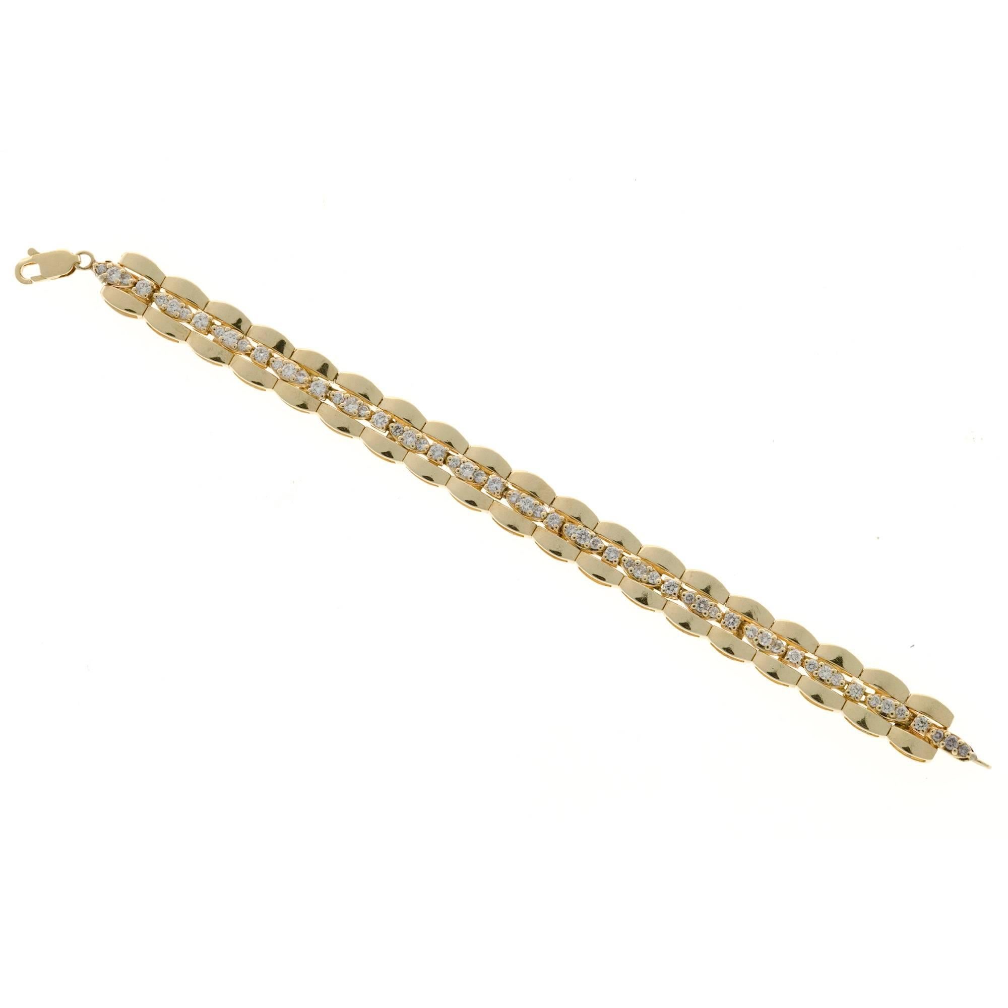 Women's Diamond Gold Link Bracelet