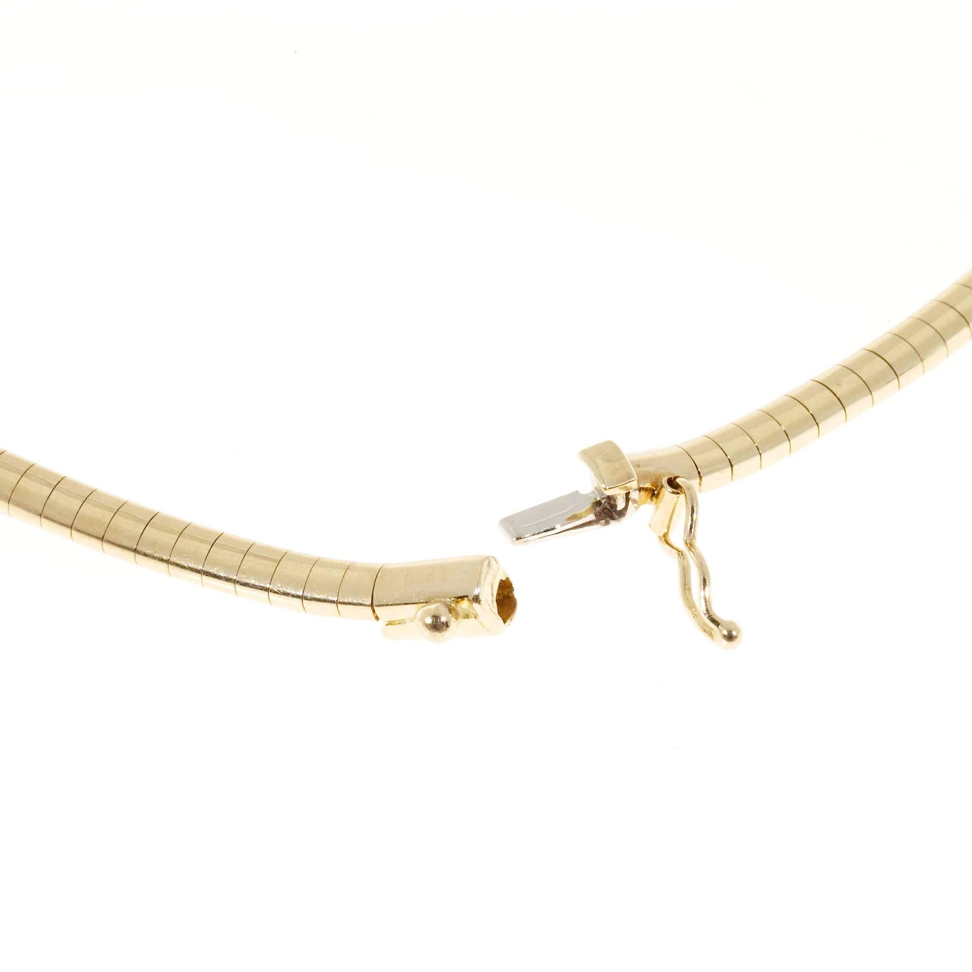 Seven Diamond Gold Tube Set Domed Omega Necklace Pendant 2