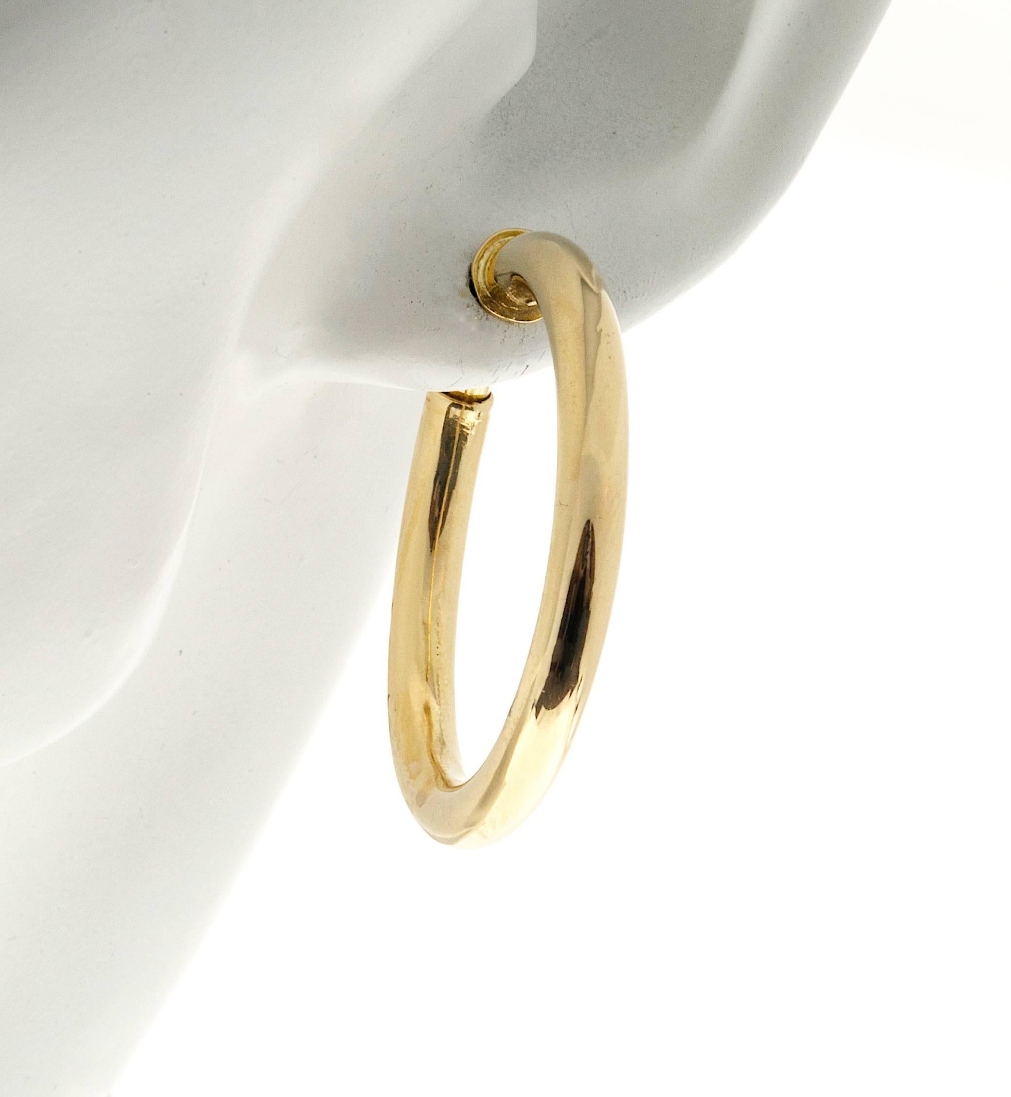Women's Italian Non Pierced Gold Hoop Earrings  For Sale