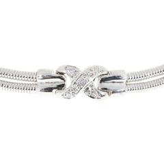 Diamond Gold 2 Row Twisted Wire "X" Design Necklace