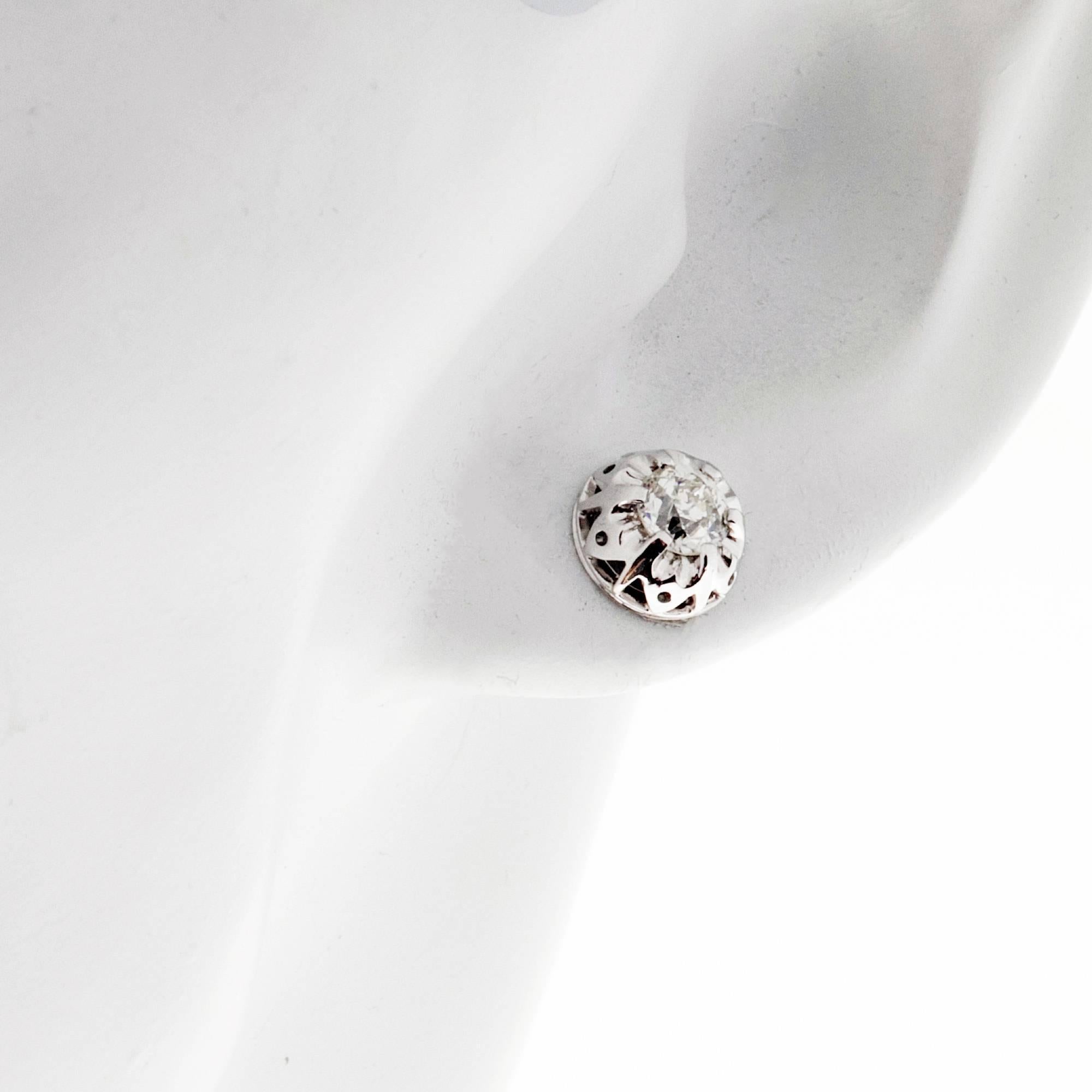 Diamond Platinum Domed Stud Earrings 1