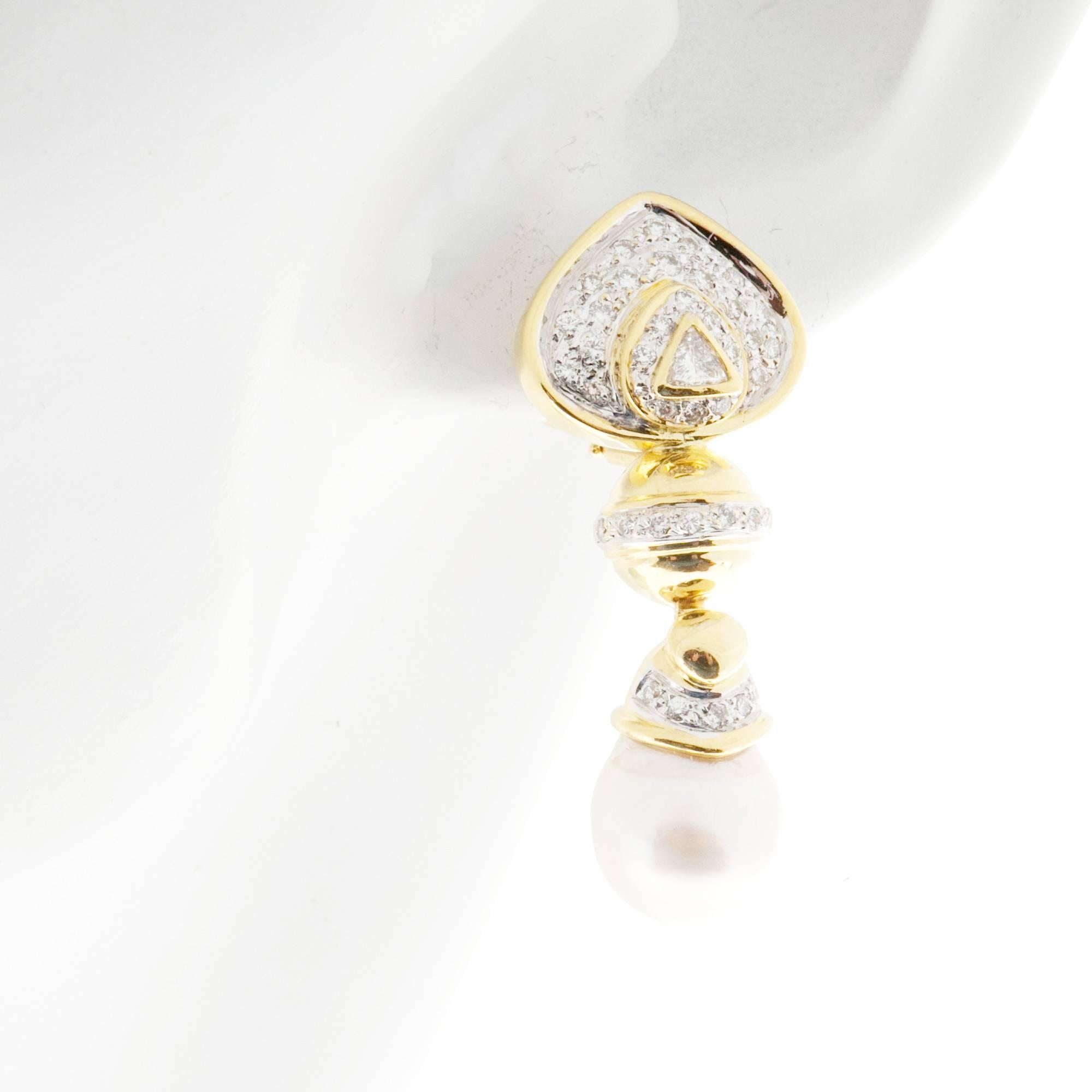 Women's South Sea Cultured Pearl Diamond Dangle Earrings