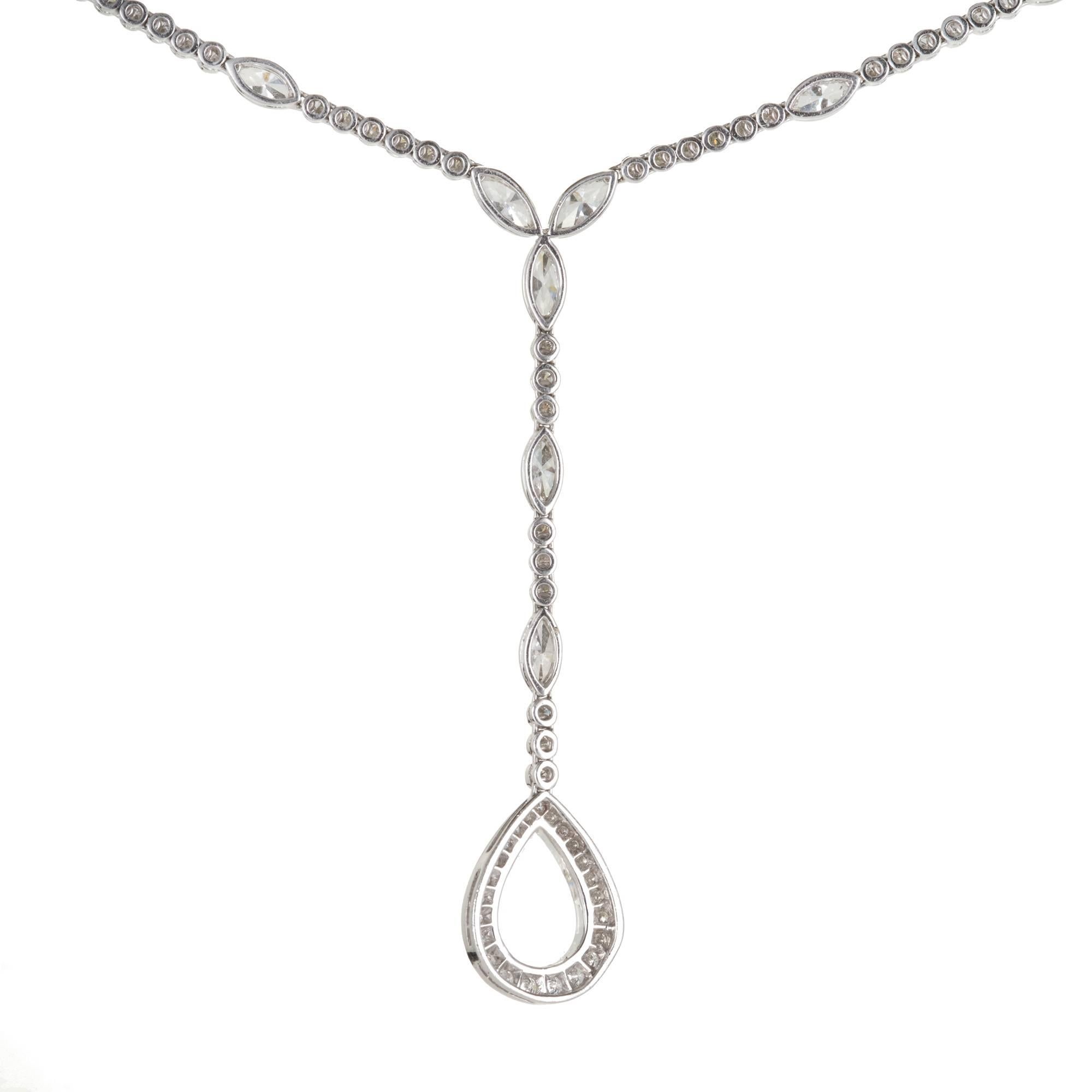 Women's Diamond Platinum Milgrain Bead Set Necklace