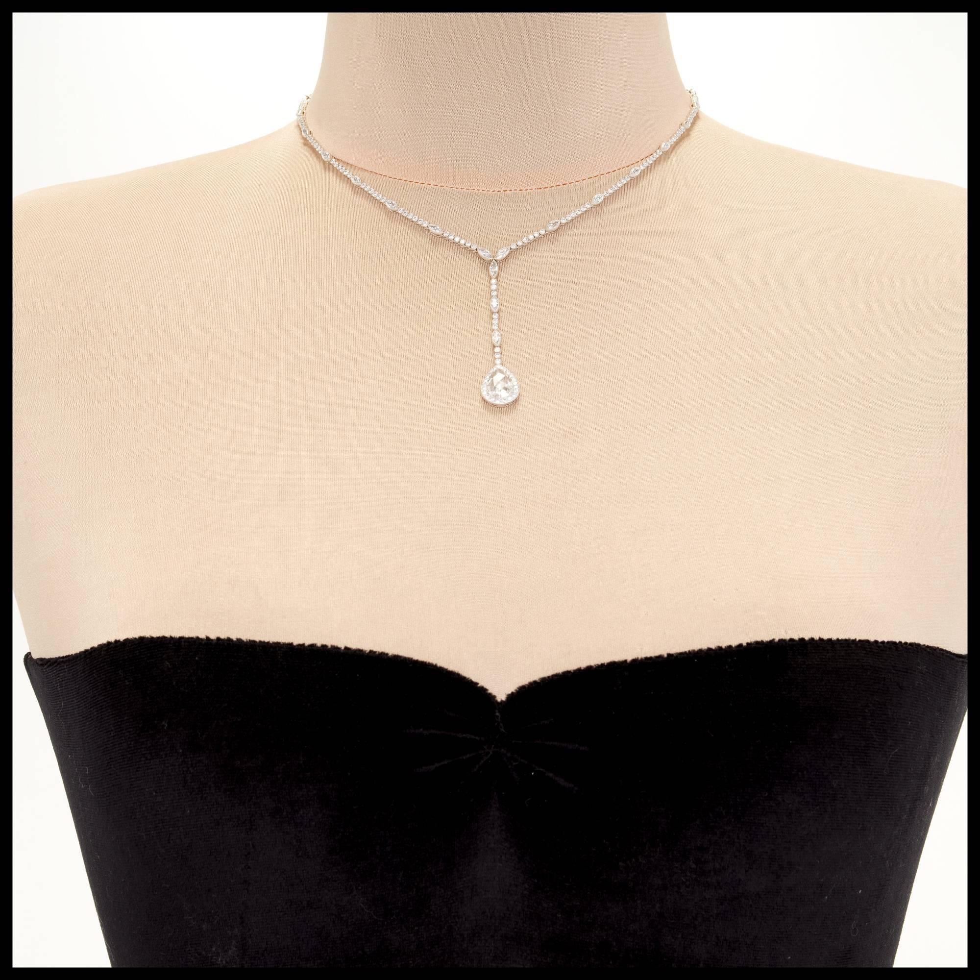 Diamond Platinum Milgrain Bead Set Necklace 2