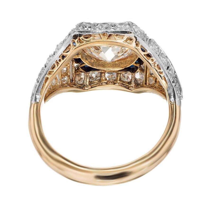 Bague de fiançailles en or et platine avec saphir et diamant de 1,65 carat Pour femmes en vente