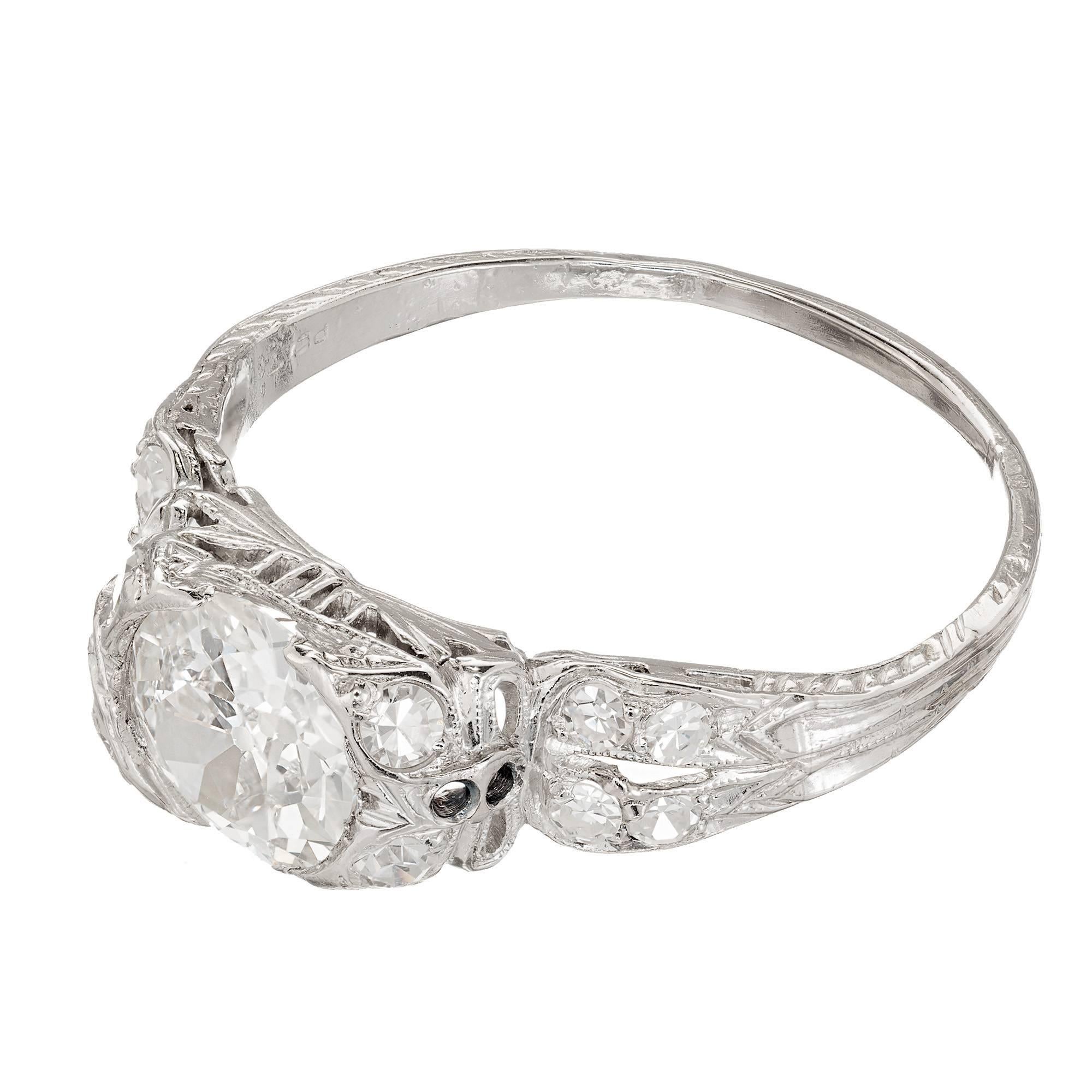 1,17 Karat Diamant im alteuropäischen Schliff Edwardian Platin Verlobungsring (Alteuropäischer Schliff) im Angebot