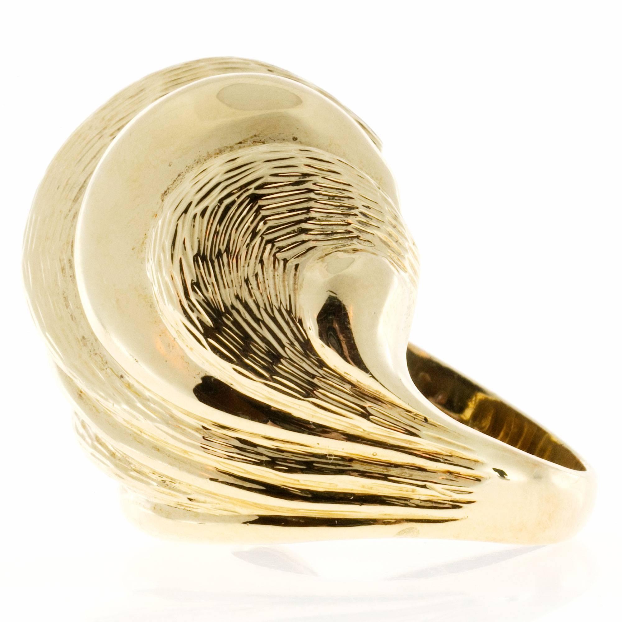 Kan Large Shell Textured Gold Hand Ring at 1stDibs | gold kan ring, kan ...