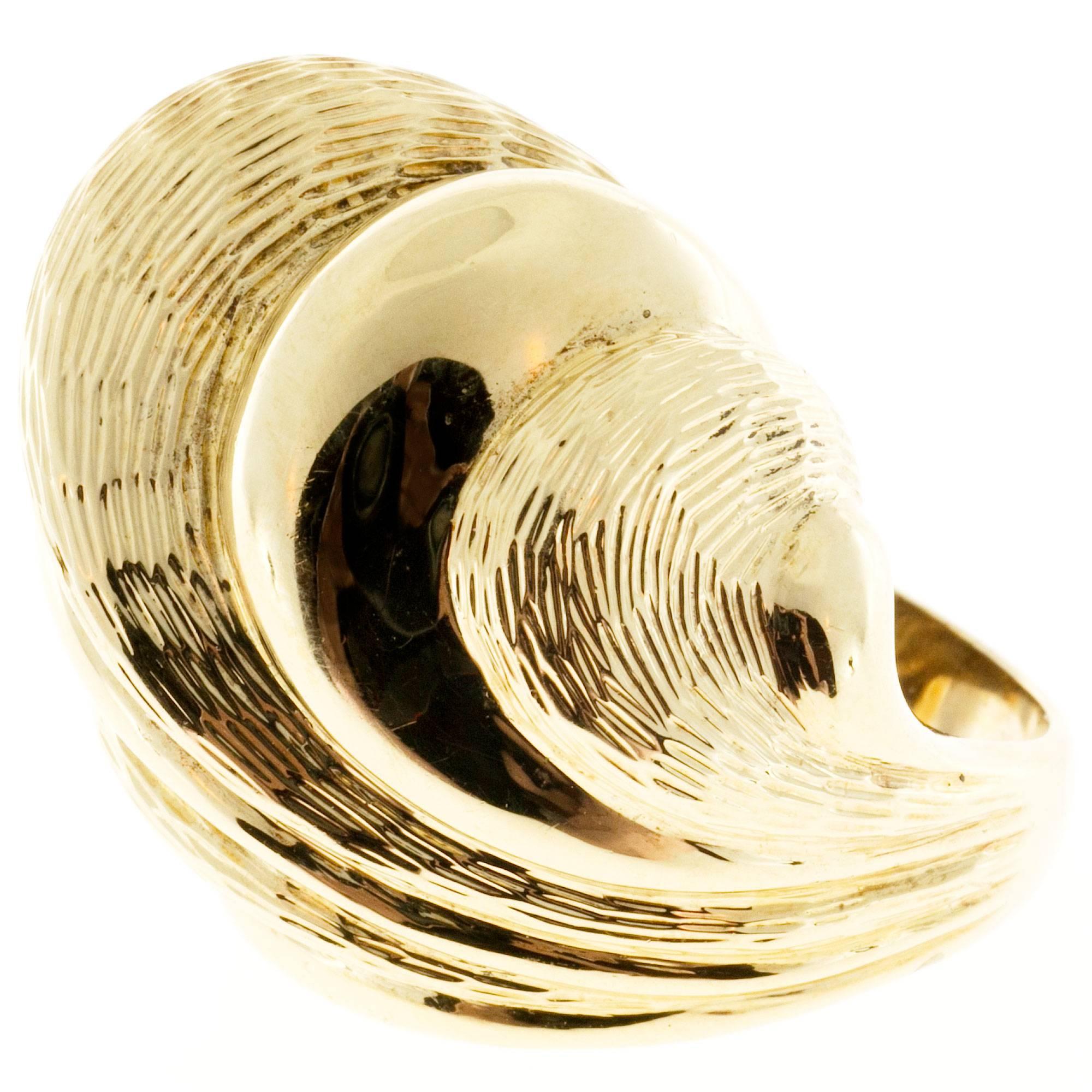 Kan Large Shell Textured Gold Hand Ring at 1stDibs | gold kan ring, kan ...