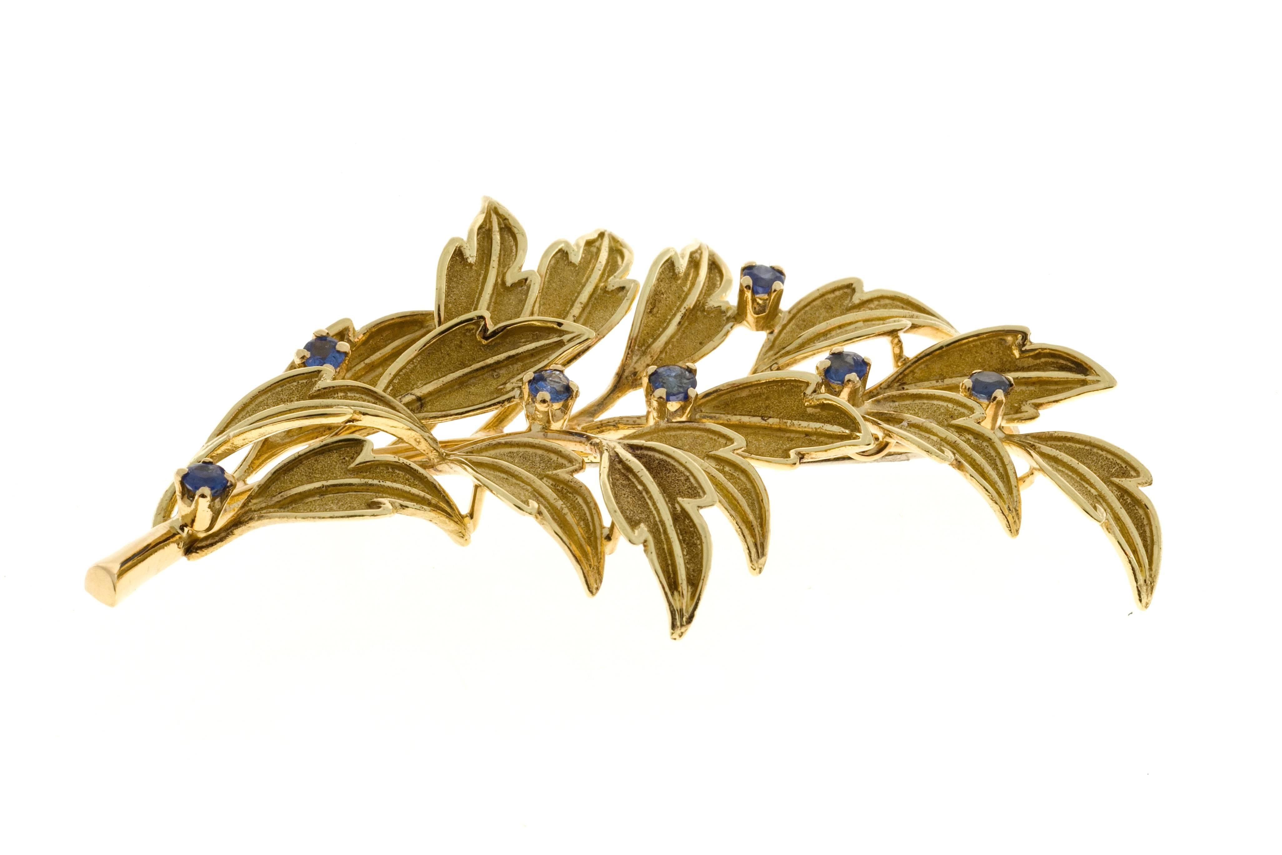 Women's Tiffany & Co. Sapphire Gold Leaf Pin
