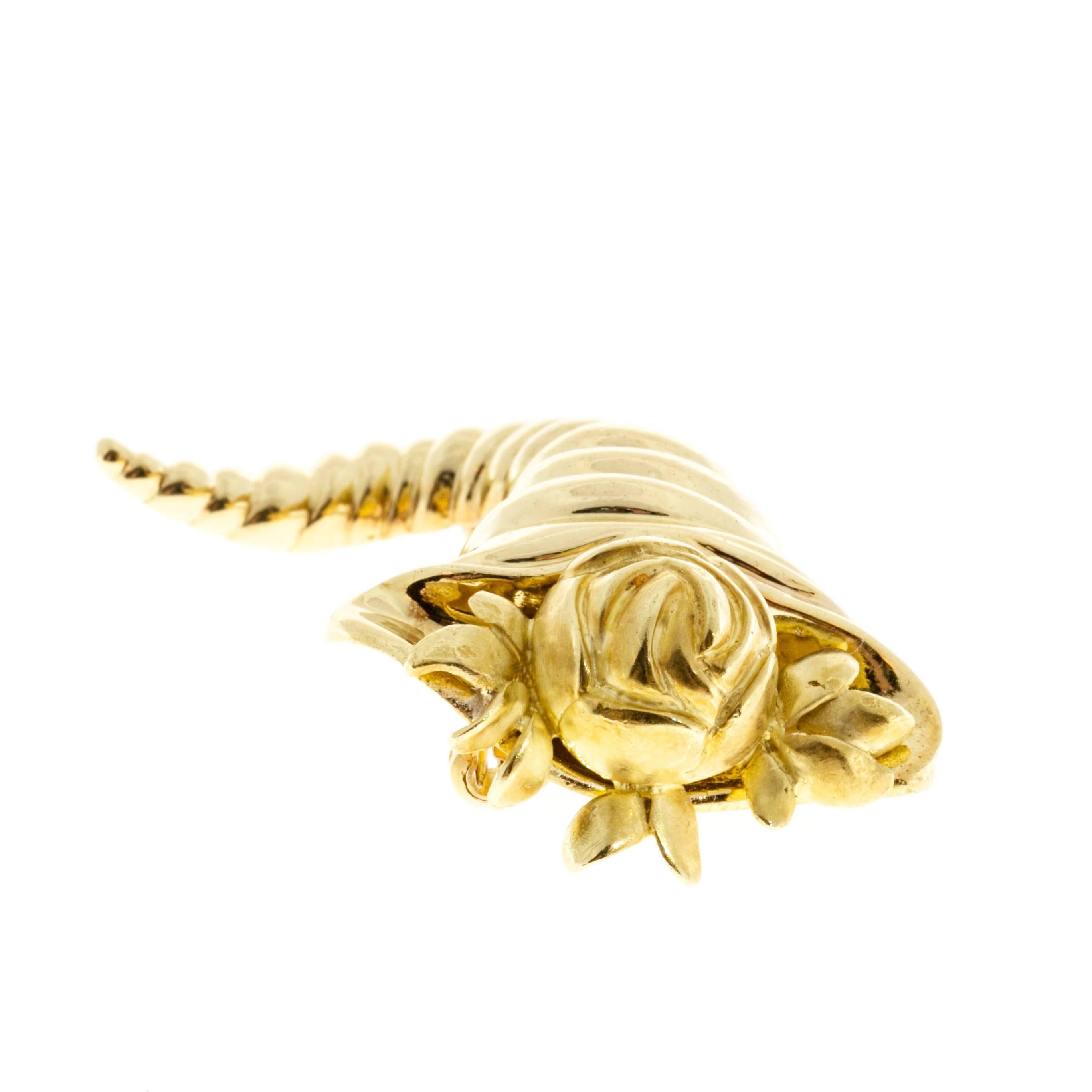 Tiffany & Co. Kornucopia-Anstecknadel aus Gold im Angebot 1