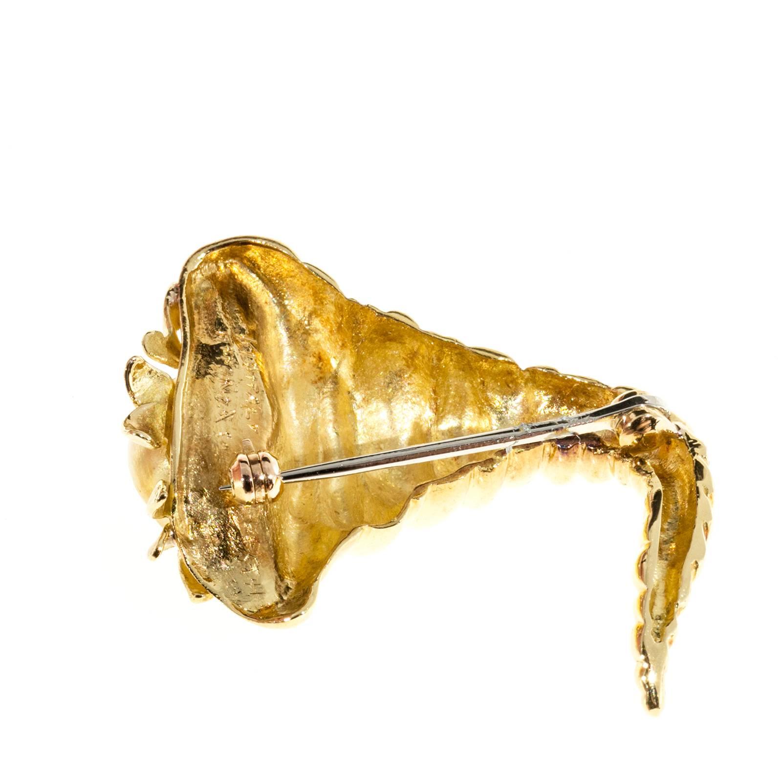 Women's Tiffany & Co. Gold Cornucopia Pin For Sale