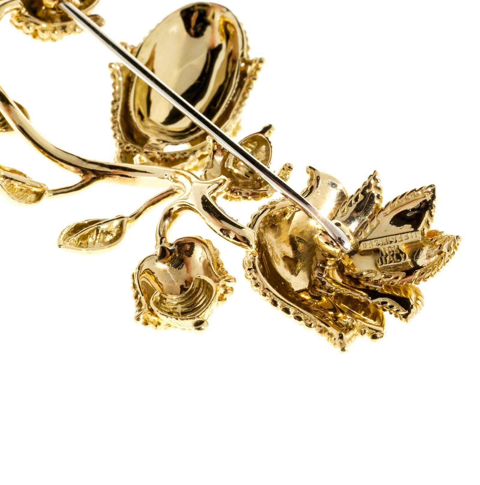 Tiffany & Co. Gold Flower Mid Century Flower Brooch For Sale 2