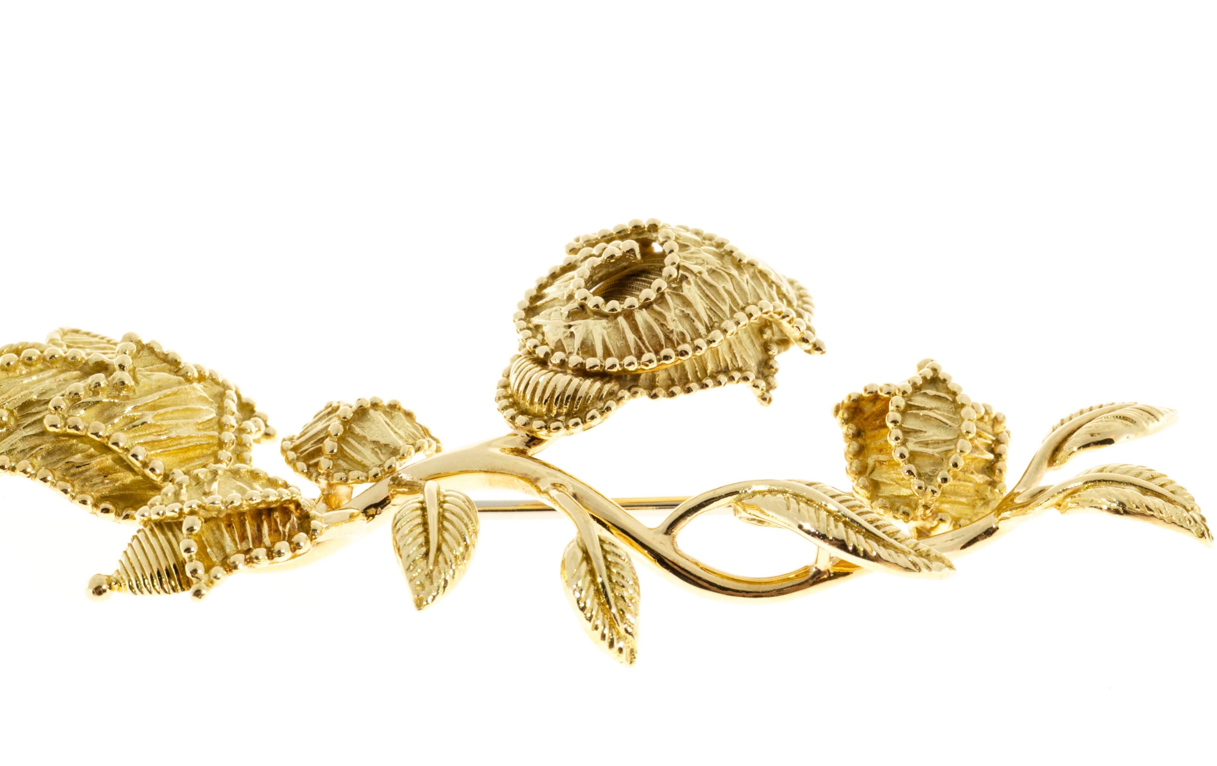Tiffany & Co. Gold Flower Mid Century Flower Brooch For Sale 3