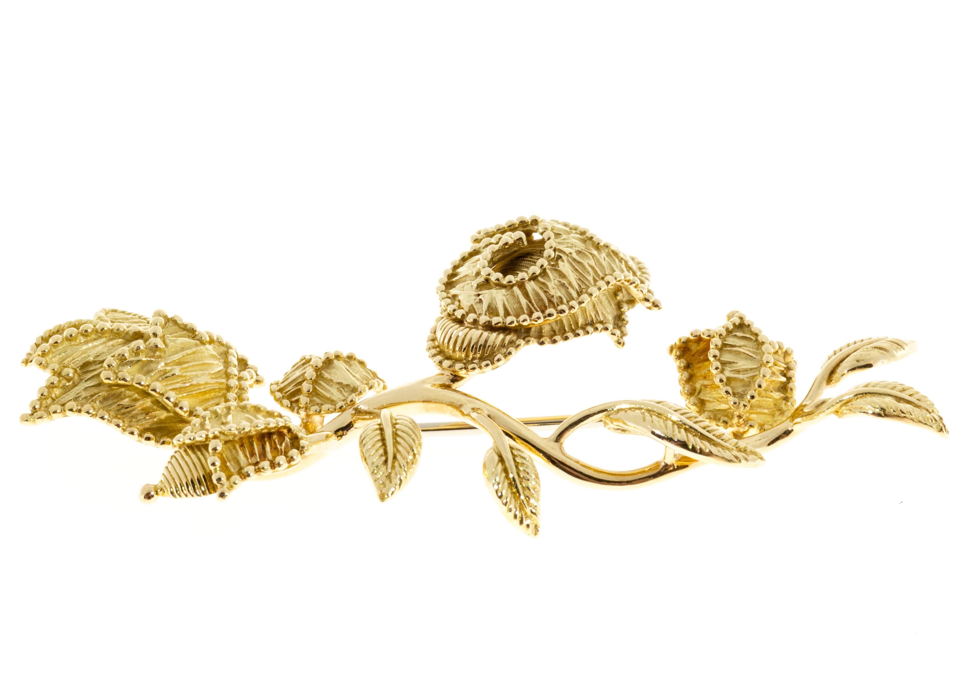 Tiffany & Co. Gold Flower Mid Century Flower Brooch For Sale 1