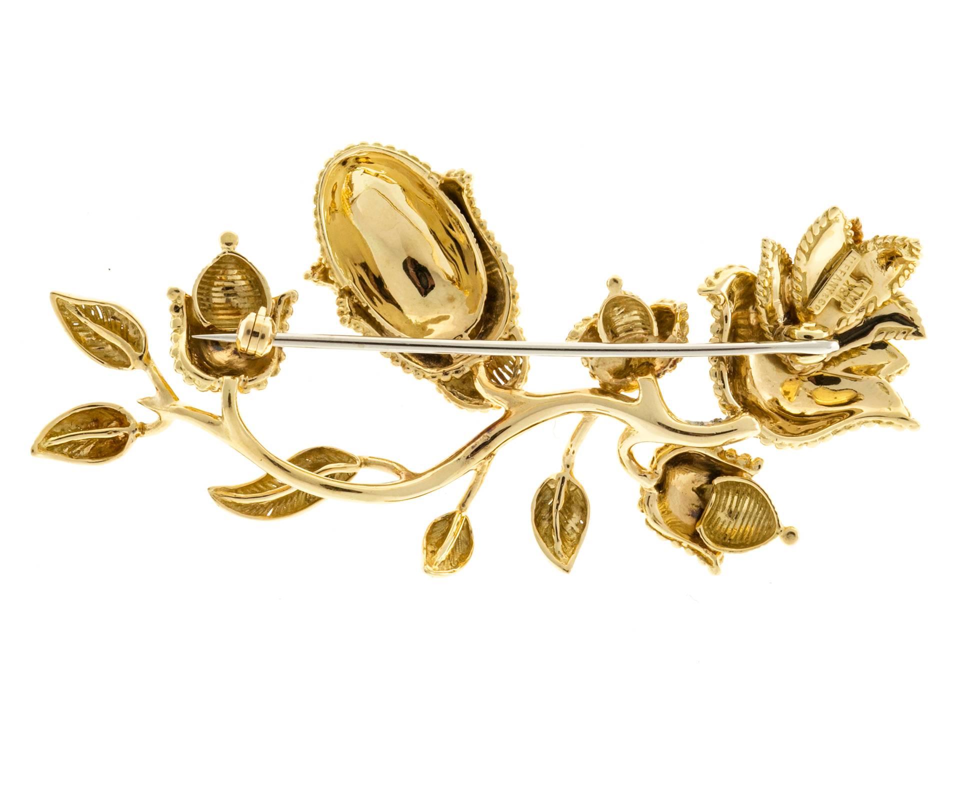 Tiffany & Co. Goldblume Mid Century Blumenbrosche Damen im Angebot