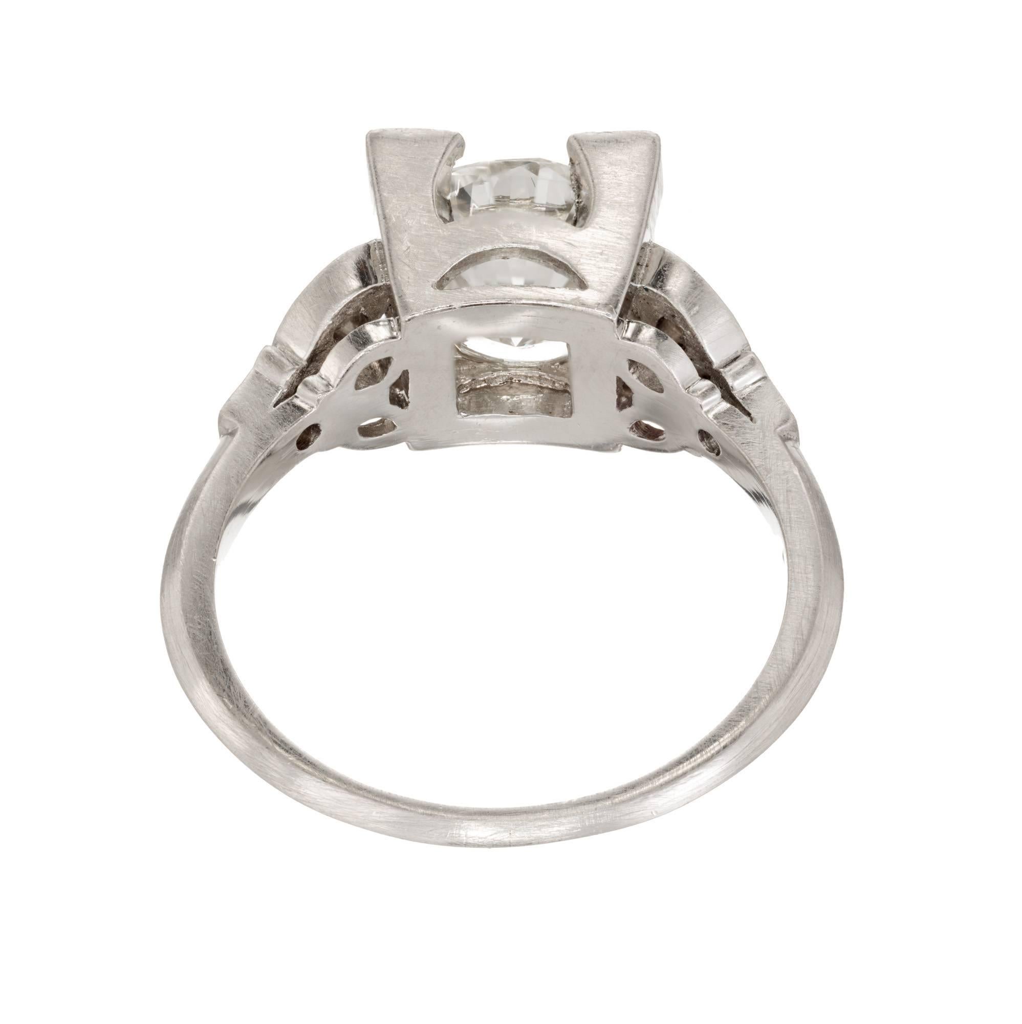 2.33 Carat Diamond Transitional Cut Art Deco Platinum Engagement Ring 1