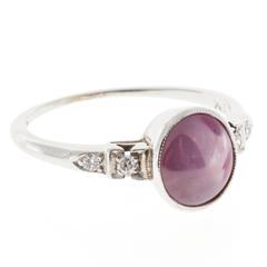 2.62 Carat Natural Purple Pink Star Sapphire Diamond Gold Engagement Ring 6