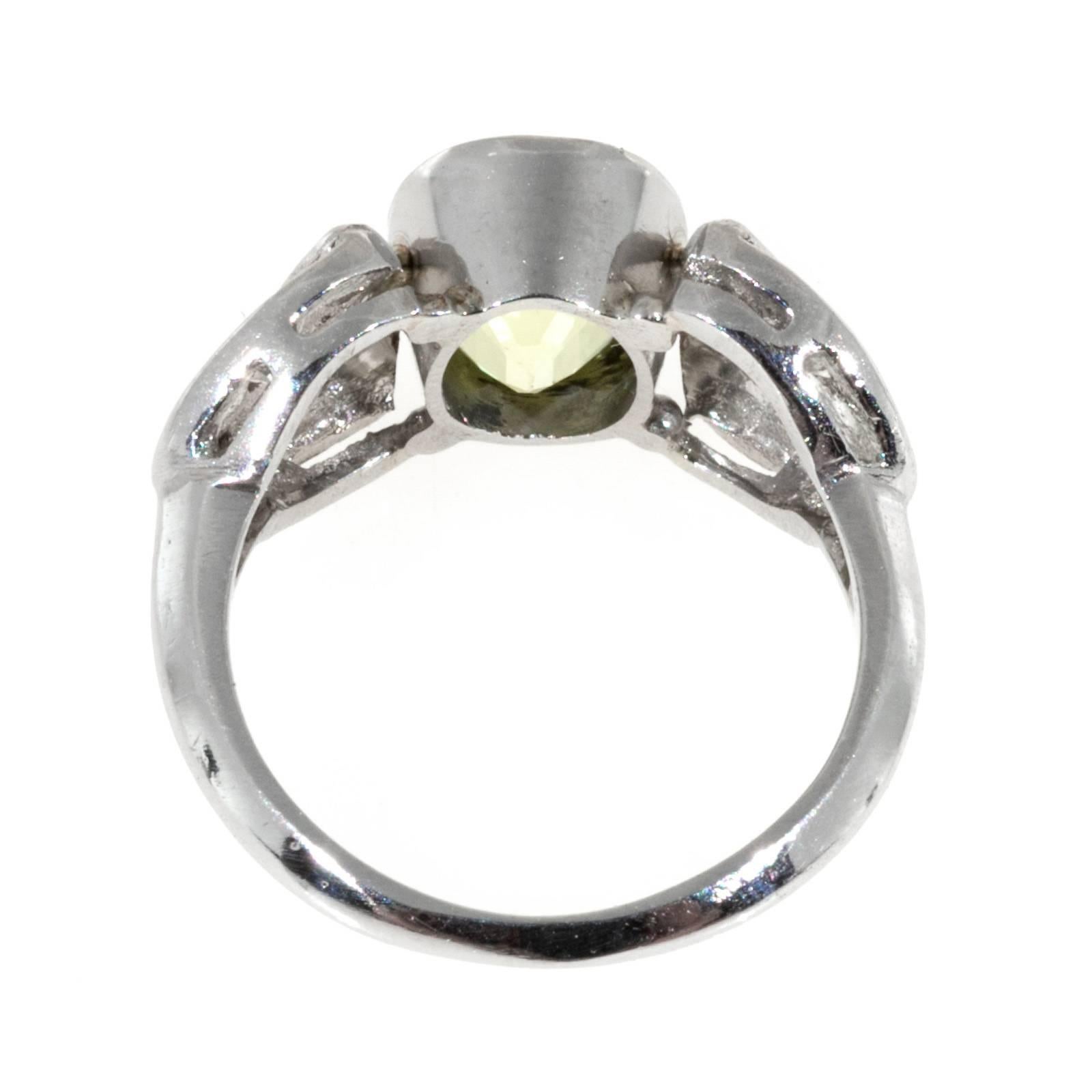 Natural Oval Chrysoberyl Diamond Platinum Ring 2